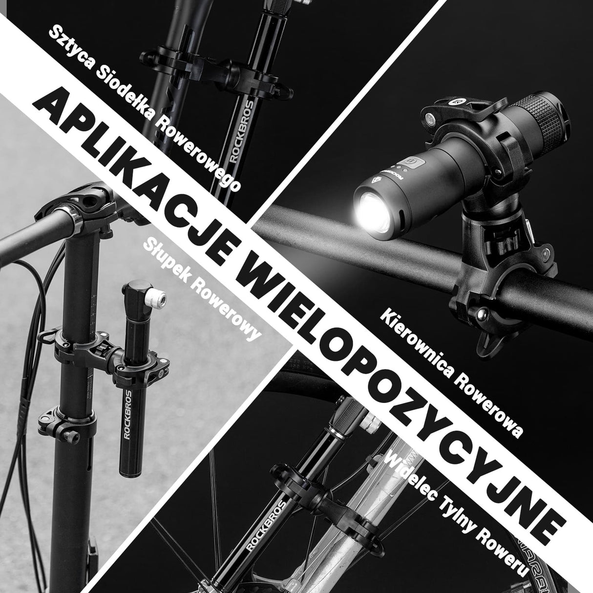 ROCKBROS Uchwyty na Lampkę Regulowany, Stabilny, Łatwy w Instalacji Uchwyty na lampkę