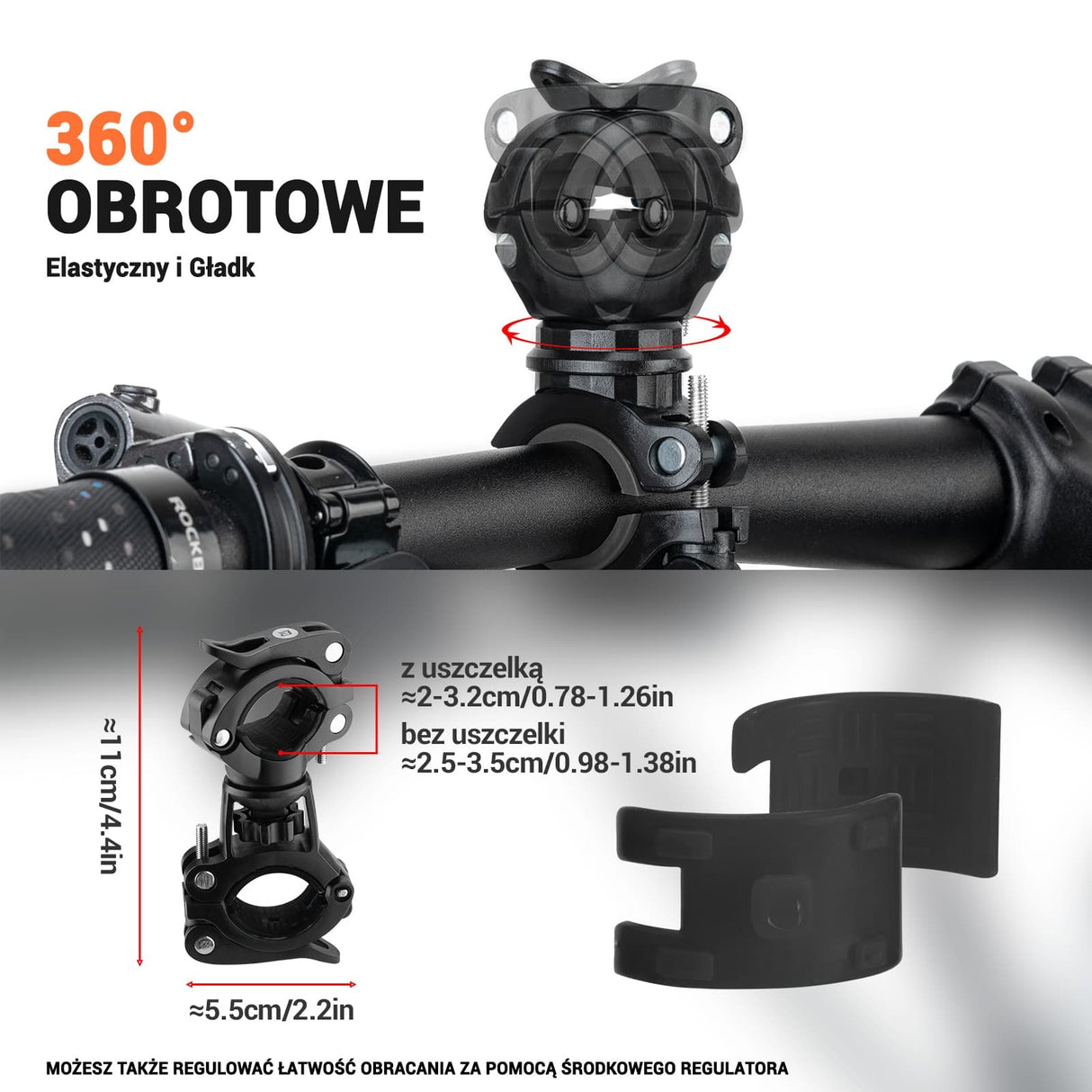 ROCKBROS Uchwyty na Lampkę Regulowany, Stabilny, Łatwy w Instalacji Uchwyty na lampkę