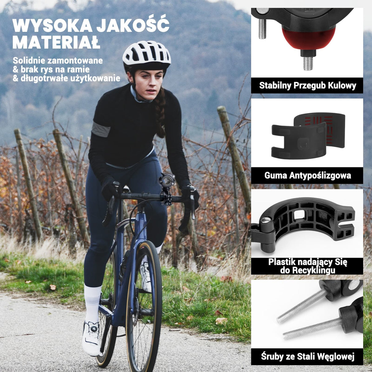 ROCKBROS Uchwyty na Lampkę Regulowany, Stabilny, Łatwy w Instalacji Uchwyty na lampkę