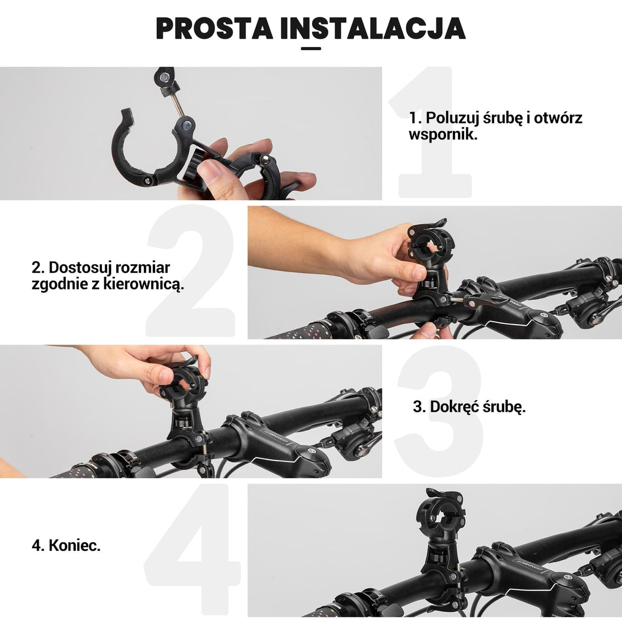 ROCKBROS Uchwyty na Lampkę Regulowany, Stabilny, Łatwy w Instalacji Uchwyty na lampkę