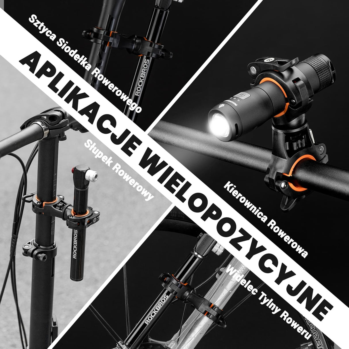 ROCKBROS Uchwyty na Lampkę Regulowany, Stabilny, Łatwy w Instalacji Uchwyty na lampkę