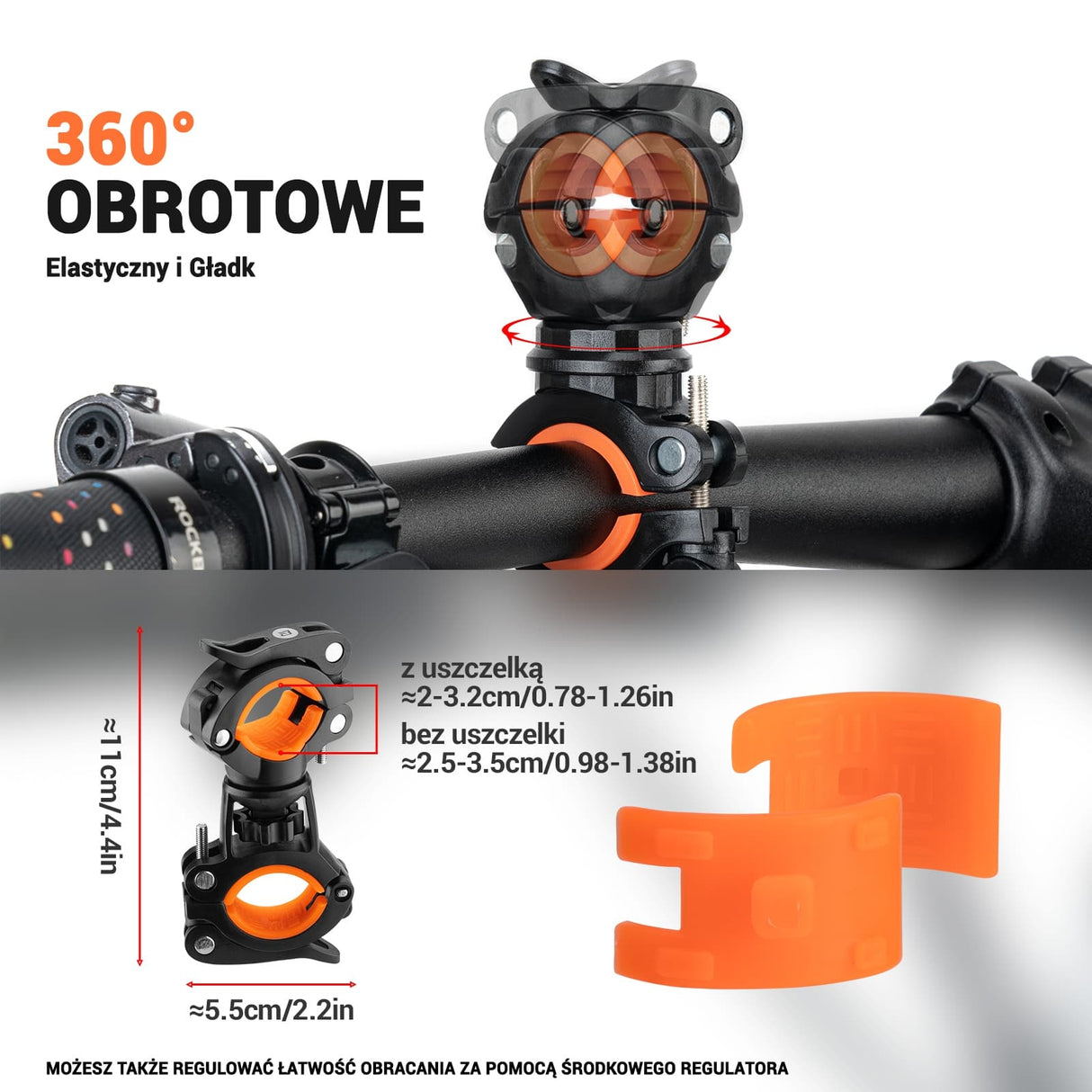 ROCKBROS Uchwyty na Lampkę Regulowany, Stabilny, Łatwy w Instalacji Uchwyty na lampkę