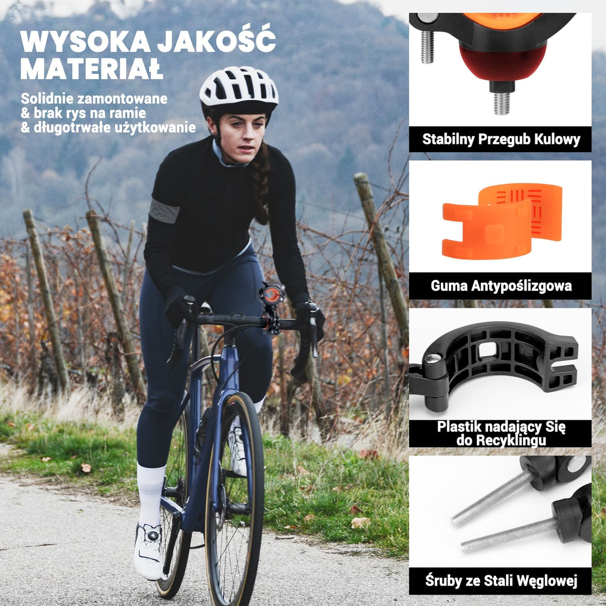 ROCKBROS Uchwyty na Lampkę Regulowany, Stabilny, Łatwy w Instalacji Uchwyty na lampkę