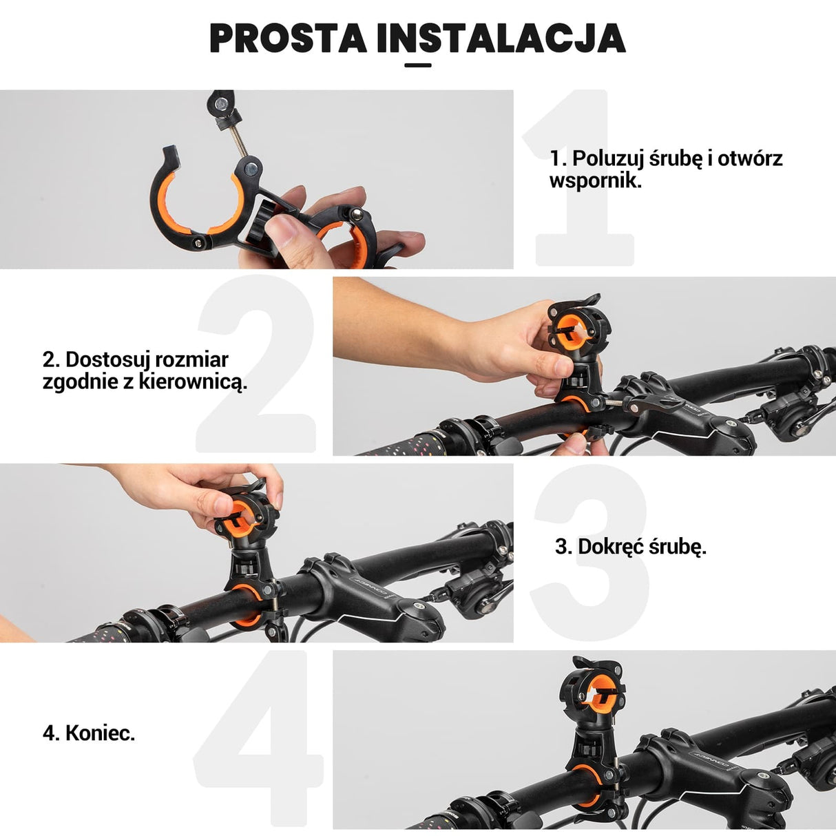 ROCKBROS Uchwyty na Lampkę Regulowany, Stabilny, Łatwy w Instalacji Uchwyty na lampkę