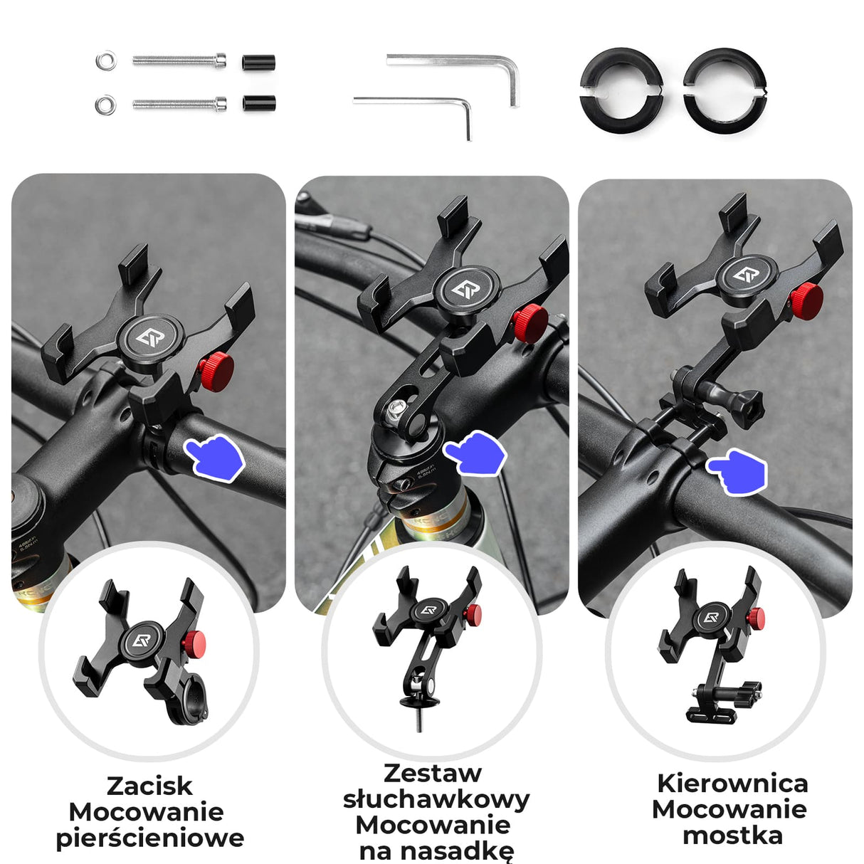 Aluminiowy Uchwyt Na Telefon z Różnymi Sposobami Mocowania