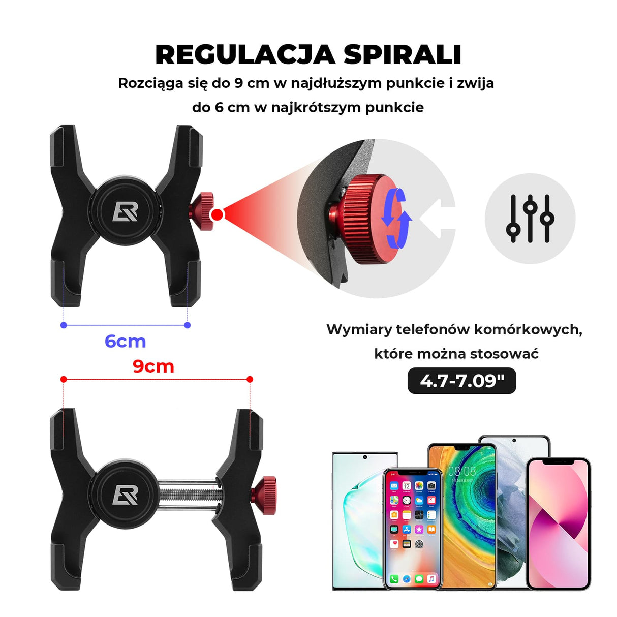 Aluminiowy Uchwyt Na Telefon z Różnymi Sposobami Mocowania