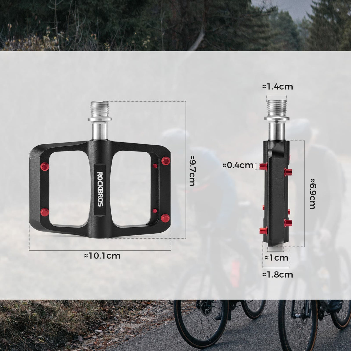 ROCKBROS Ultrale lekkie Pedały Rowerowe MTB / Szosowe 3 łożyska-BP2603 Pedały rowerowe