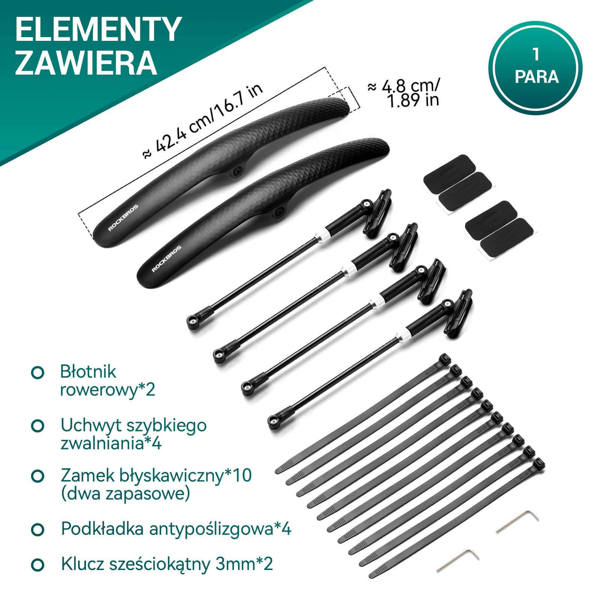 ROCKBROS Błotnik Rowerowy na Przód / Tył 700C przedni tylny 28" Błotniki