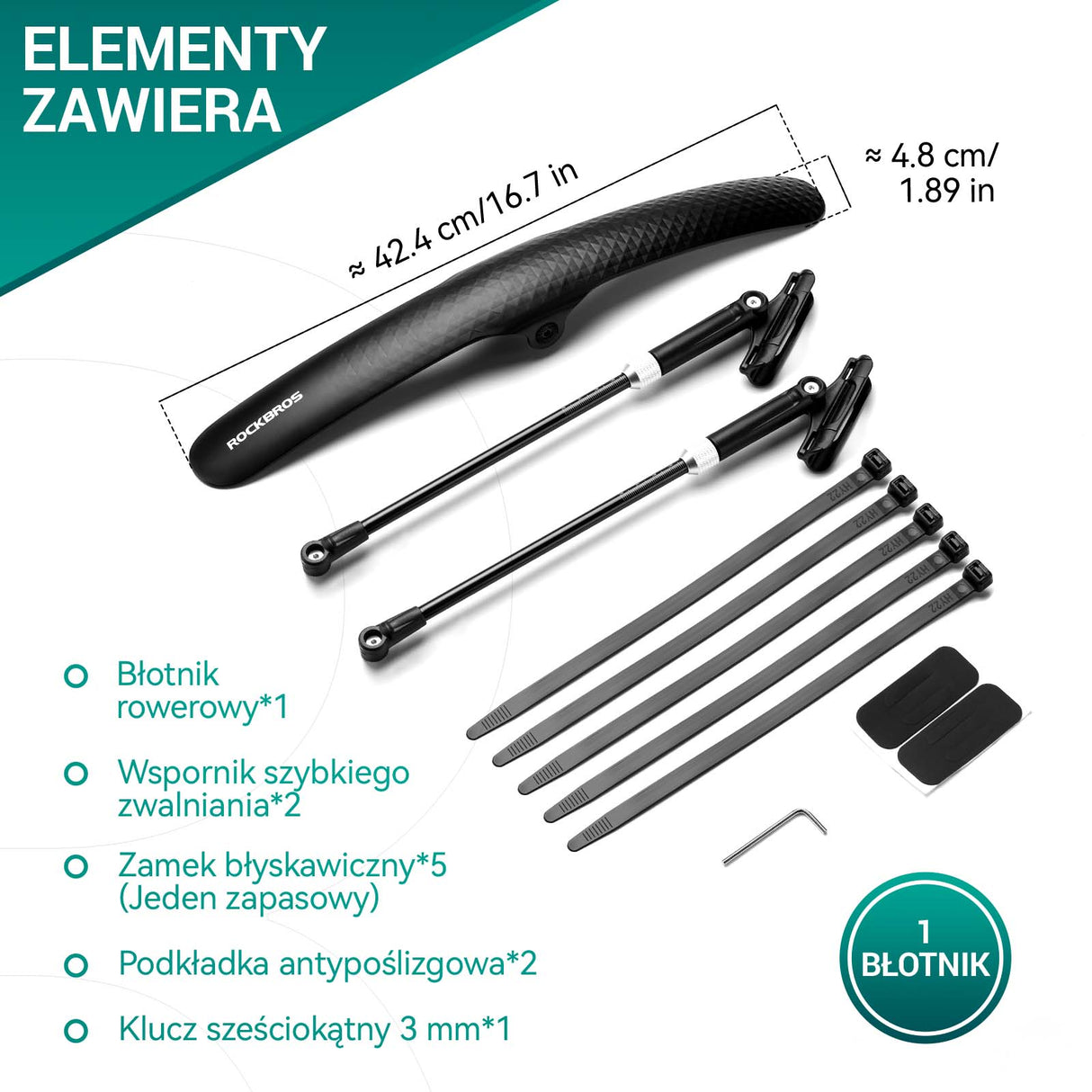 ROCKBROS Błotnik Rowerowy na Przód / Tył 700C przedni tylny 28" Błotniki