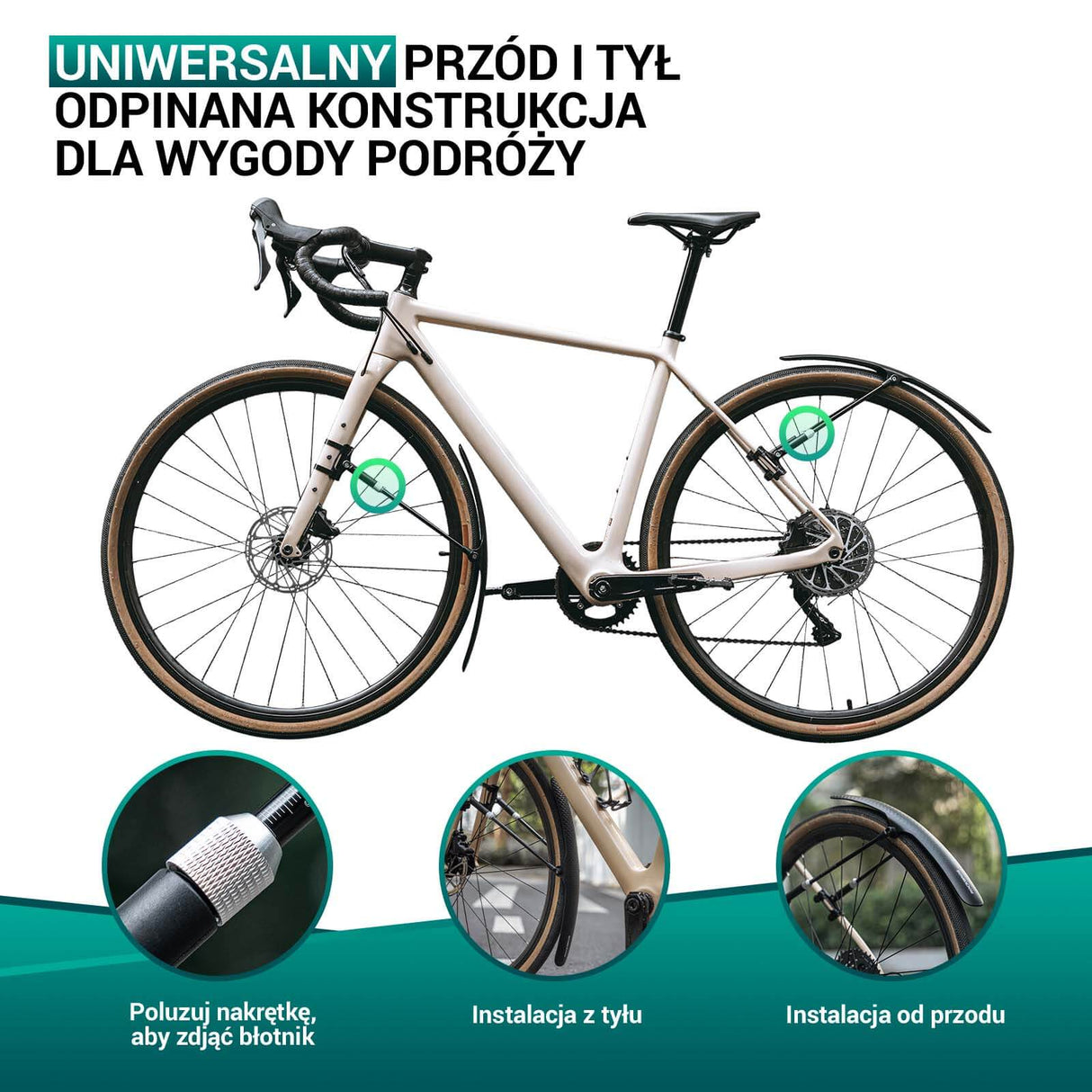 ROCKBROS Błotnik Rowerowy na Przód / Tył 700C przedni tylny 28" Błotniki
