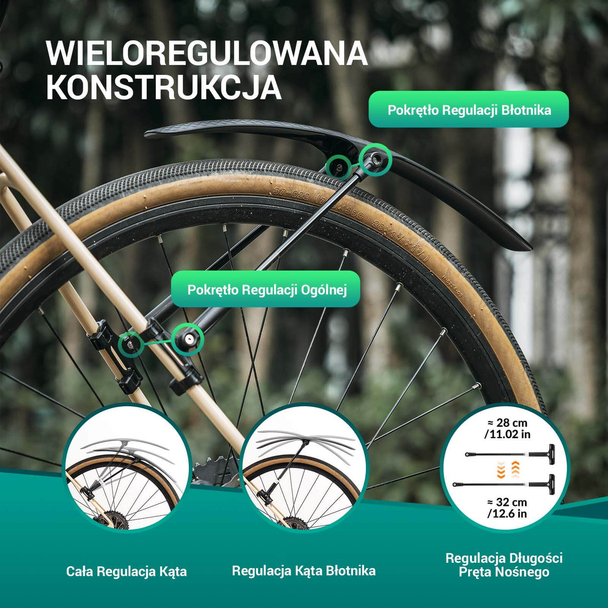 ROCKBROS Błotnik Rowerowy na Przód / Tył 700C przedni tylny 28" Błotniki