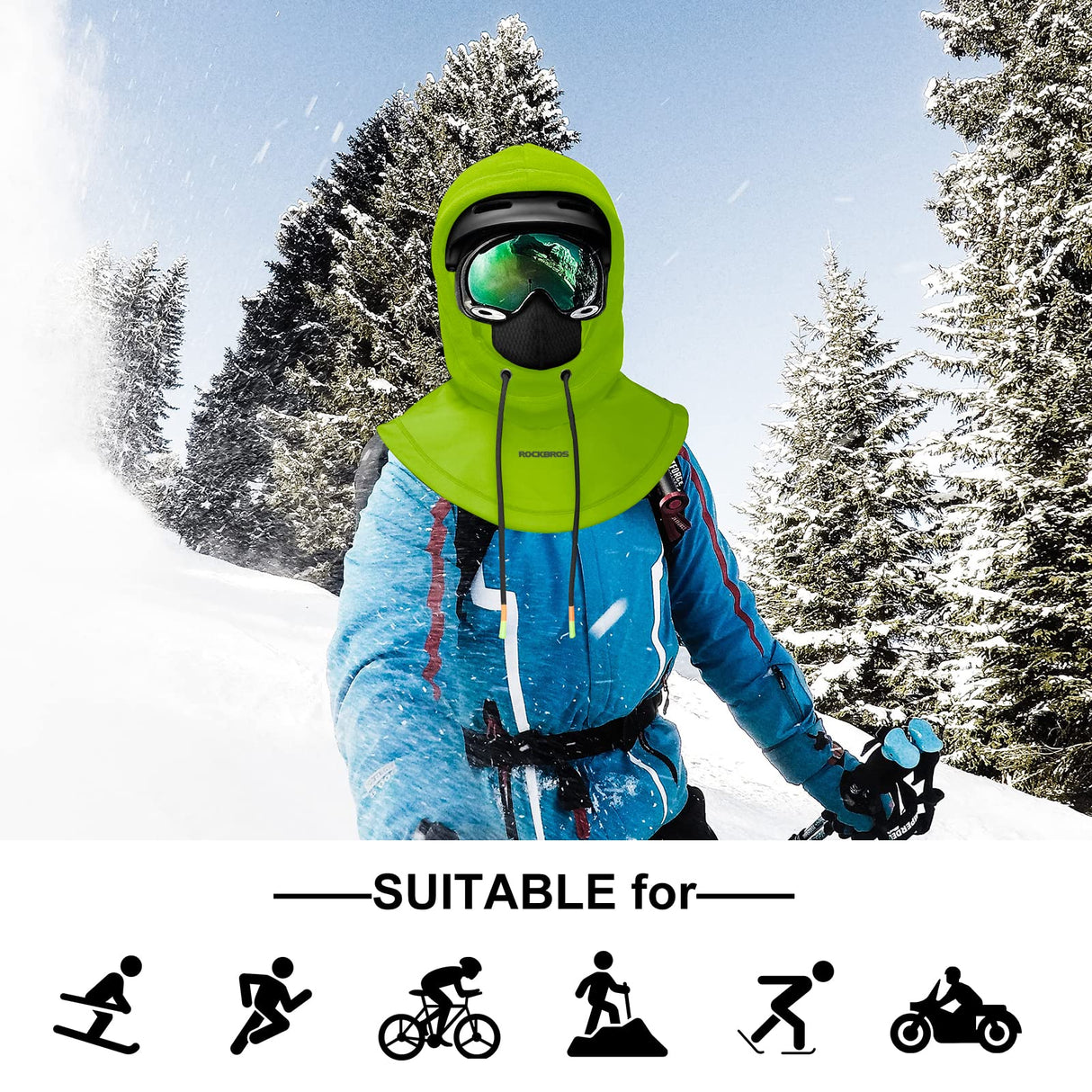 ROCKBROS Zimowa Kominiarka Rowerowa z Kapturem Kominiarki