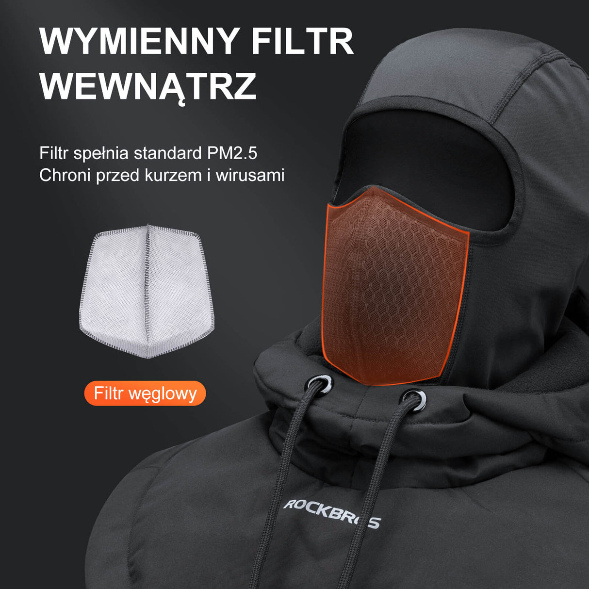 ROCKBROS Zimowa Kominiarka Rowerowa z Kapturem Kominiarki