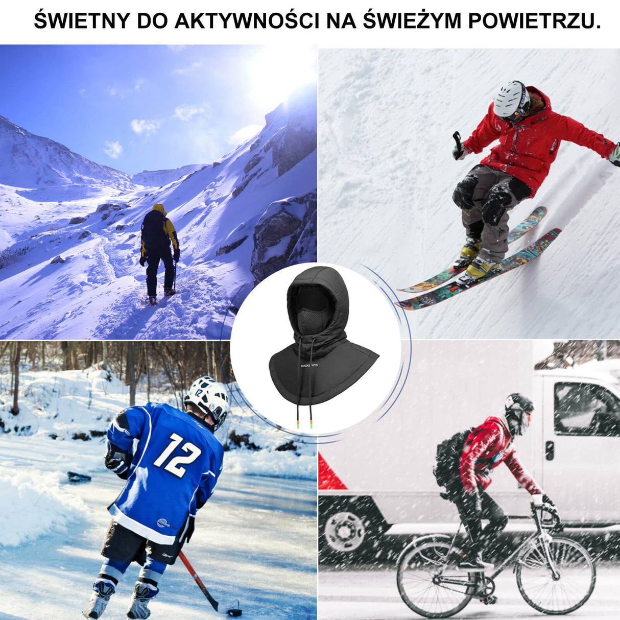 ROCKBROS Zimowa Kominiarka Rowerowa z Kapturem Kominiarki