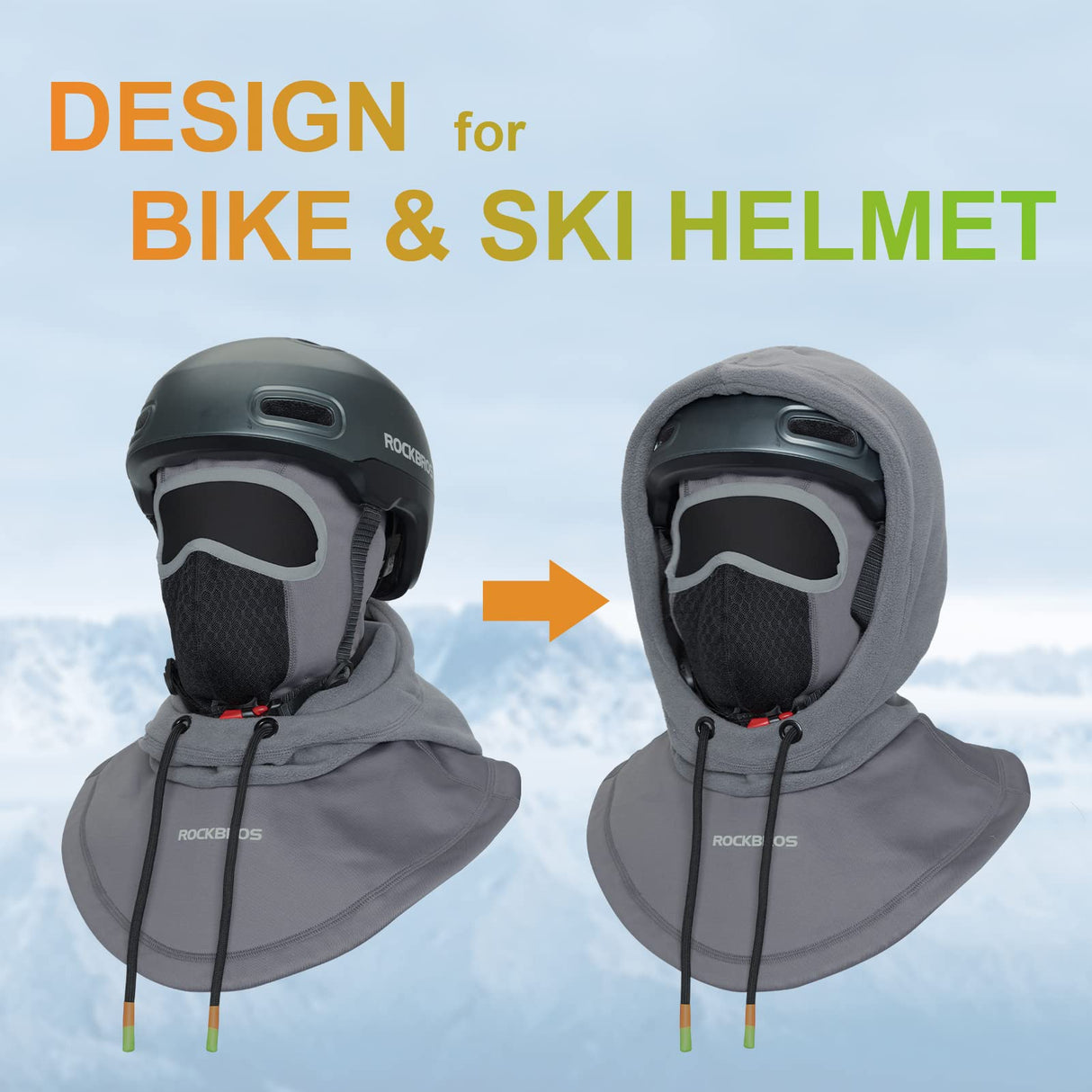 ROCKBROS Zimowa Kominiarka Rowerowa z Kapturem Kominiarki