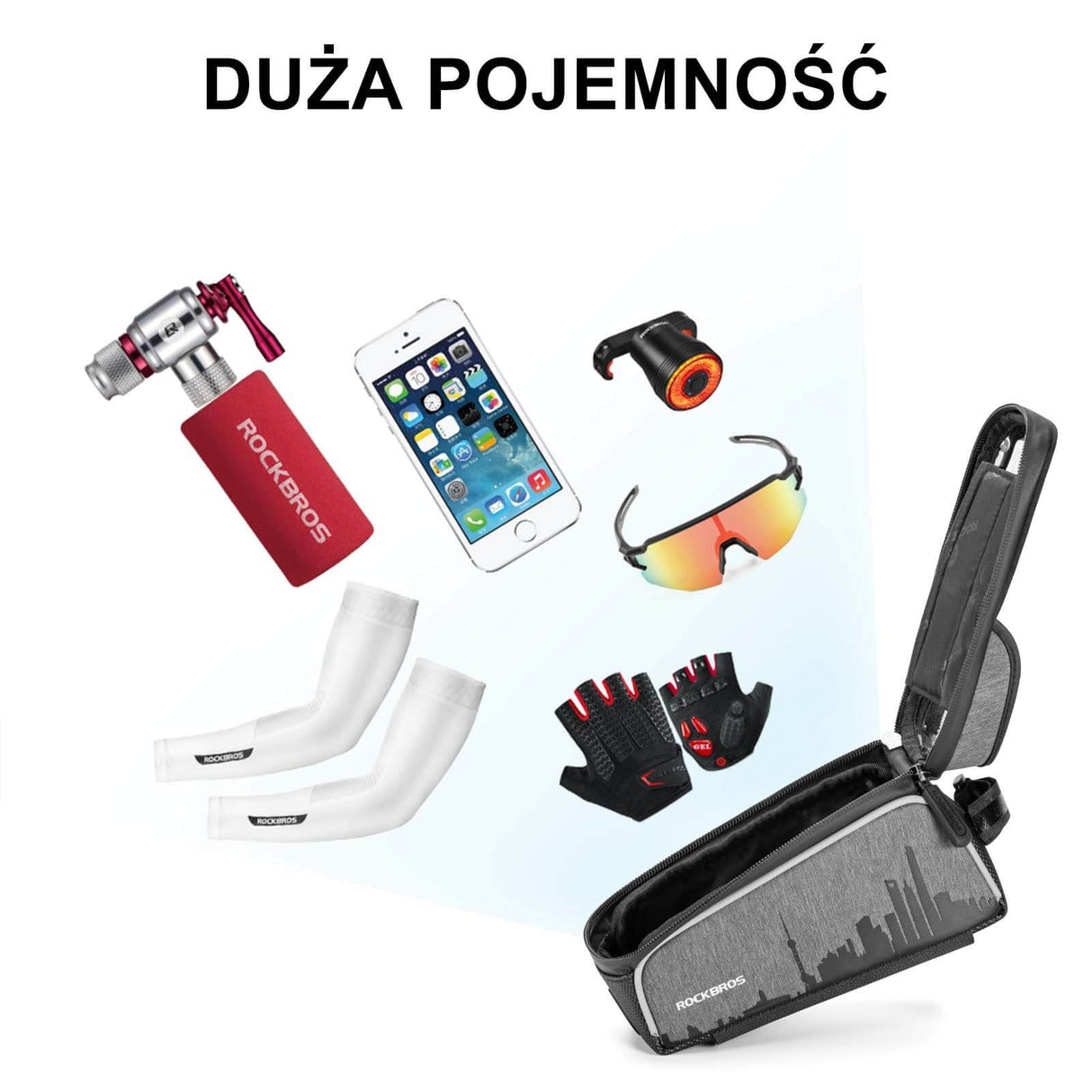 ROCKBROS Wodoodporna Torba na Ramę Rowerową z Kieszenią na Telefon do 6,5‘’ Torby z uchwytem na telefon