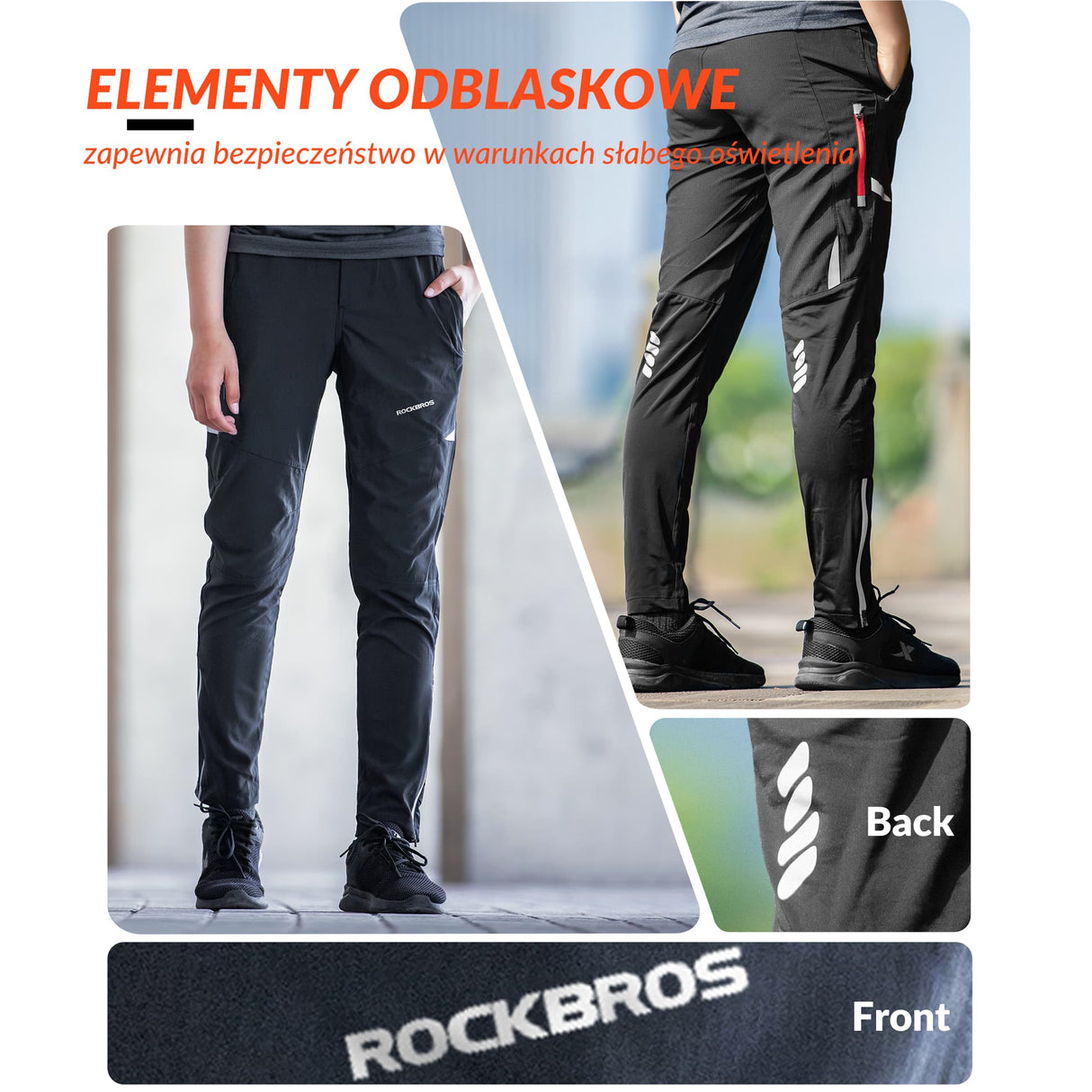 ROCKBROS Spodnie Rowerowe Polarowe Ciepłe Męskie I Damskie Spodnie