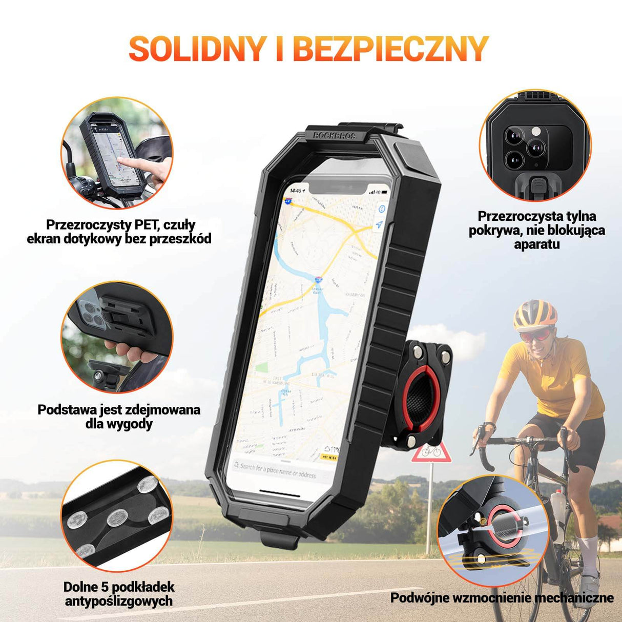 ROCKBROS Uchwyt na Telefon do Ekranów 6,7 Cala Uchwyty na telefon