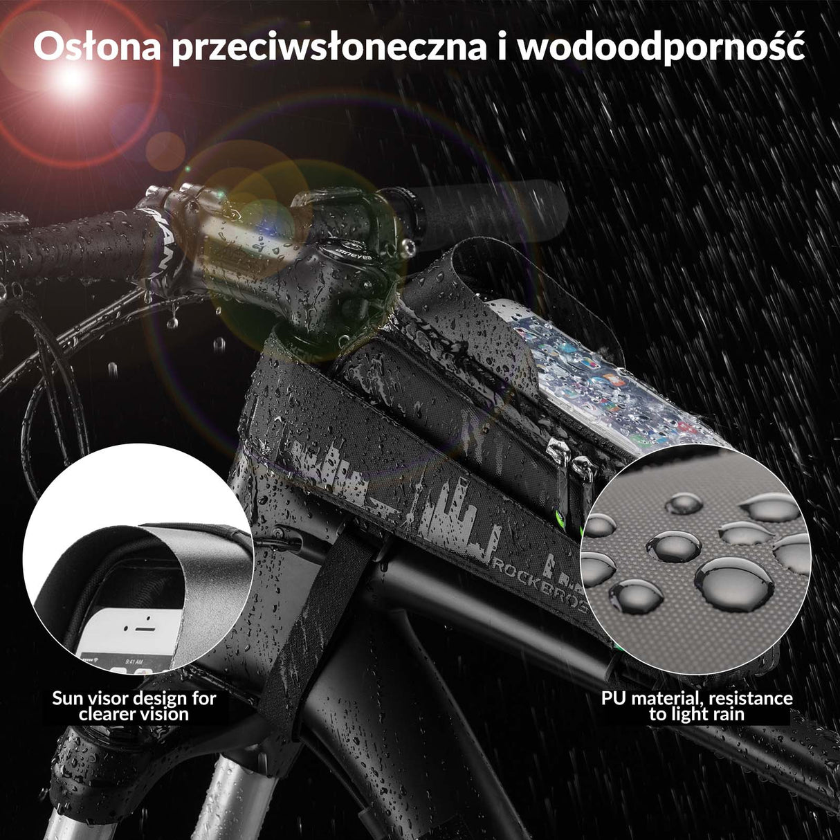 ROCKBROS Wodoszczelna Torba na Ramę z Dotykowym Panelem na Telefon Torby z uchwytem na telefon