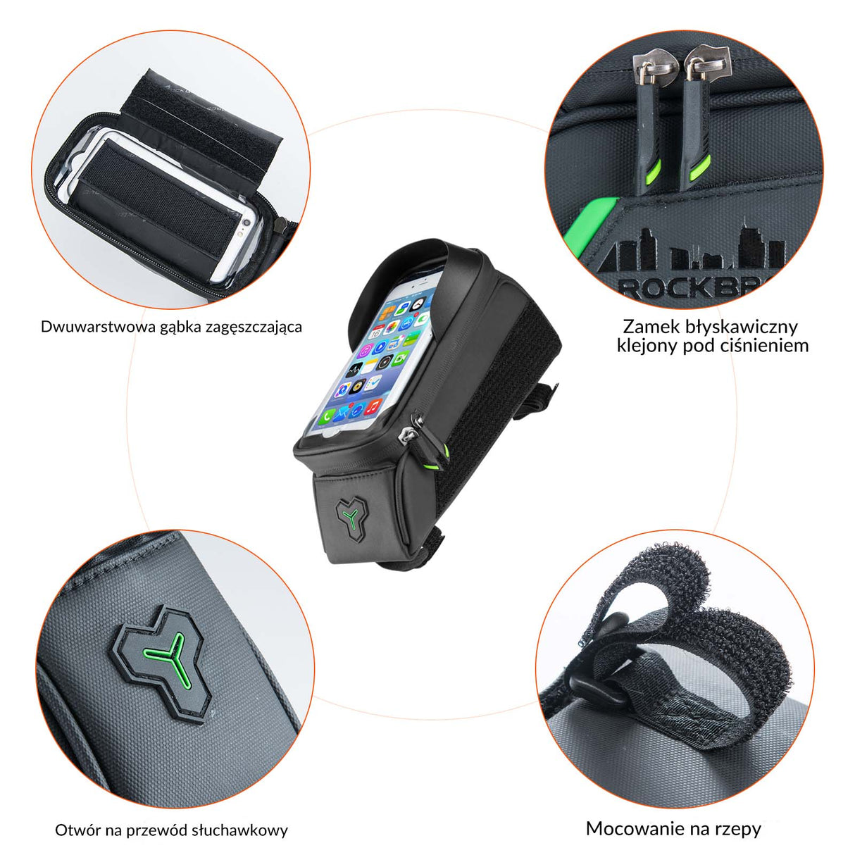 ROCKBROS Wodoszczelna Torba na Ramę z Dotykowym Panelem na Telefon Torby z uchwytem na telefon