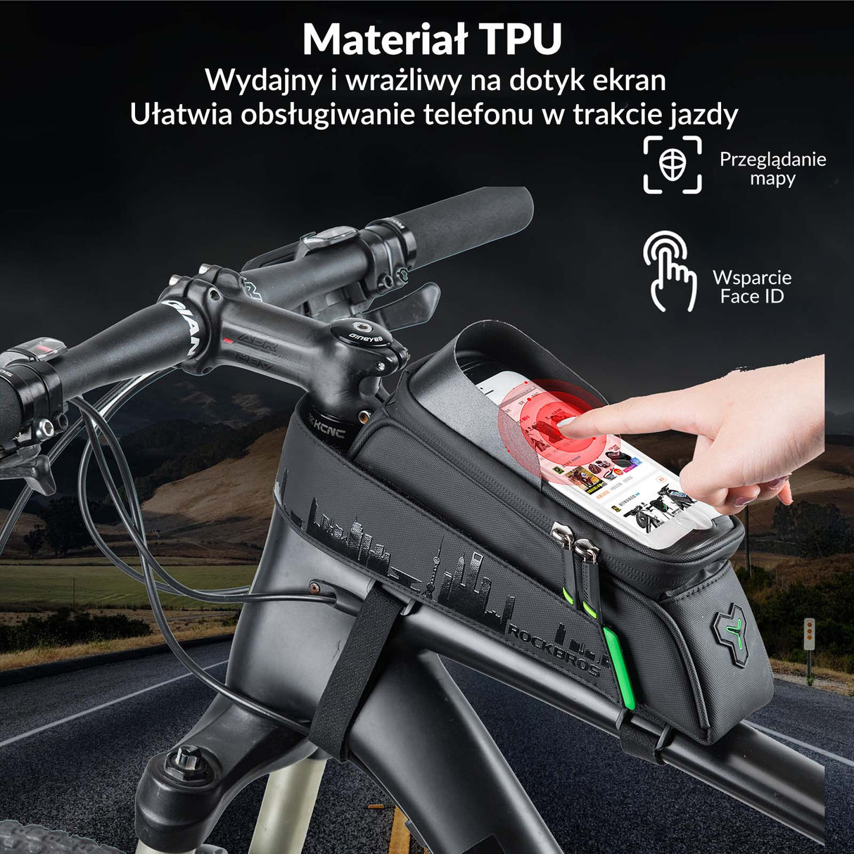 ROCKBROS Wodoszczelna Torba na Ramę z Dotykowym Panelem na Telefon Torby z uchwytem na telefon