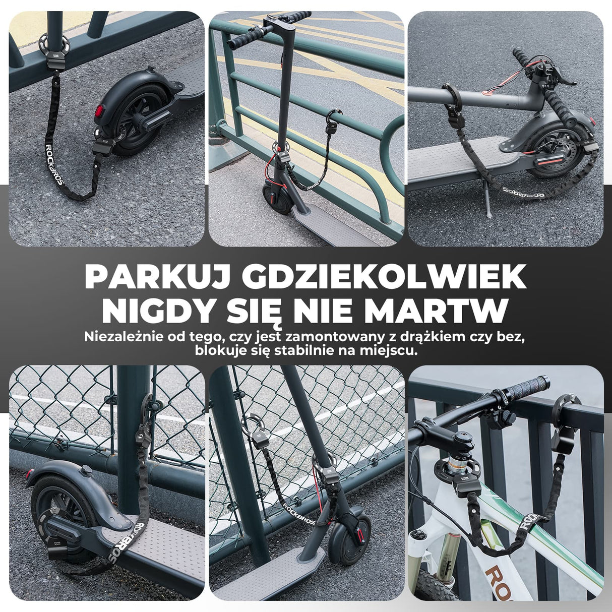 ROCKBROS Zamek Łańcuchowy Do Roweru I Hulajnogi Zapięcia