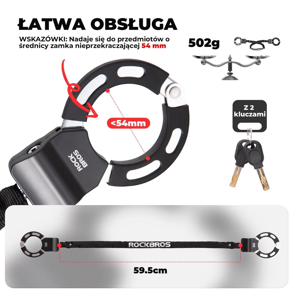 ROCKBROS Zamek Łańcuchowy Do Roweru I Hulajnogi Zapięcia