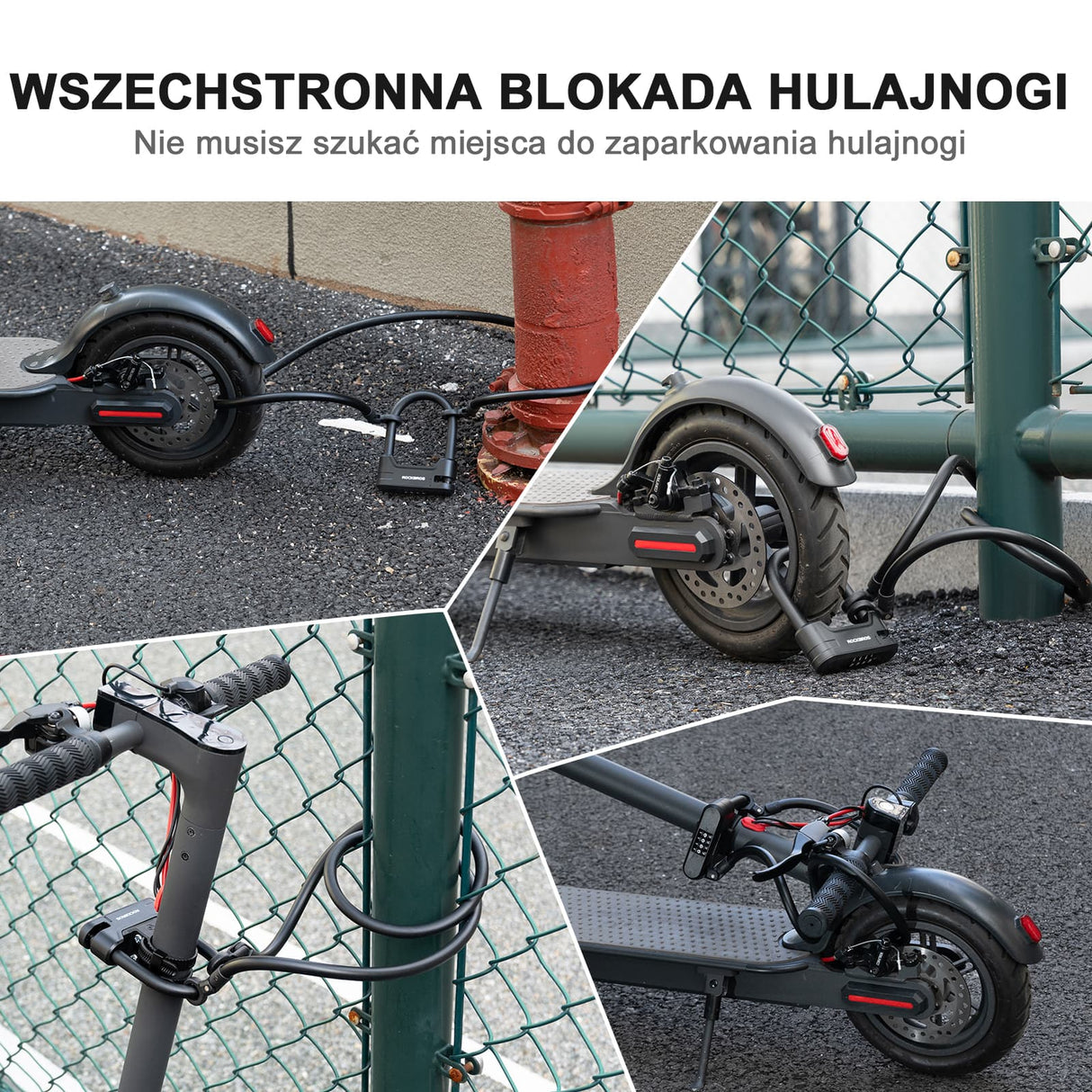 ROCKBROS Zamek do Hulajnogi i Roweru 4-Cyfrowa Kombinacja Stal Węglowa-RK242 Zapięcia