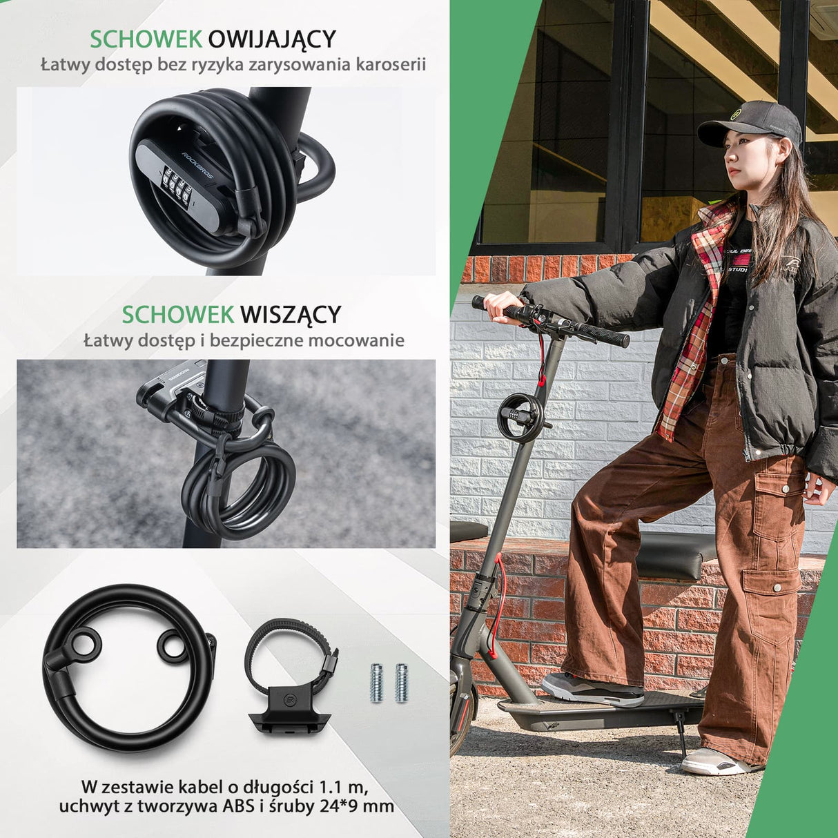 ROCKBROS Zamek do Hulajnogi i Roweru 4-Cyfrowa Kombinacja Stal Węglowa-RK242 Zapięcia