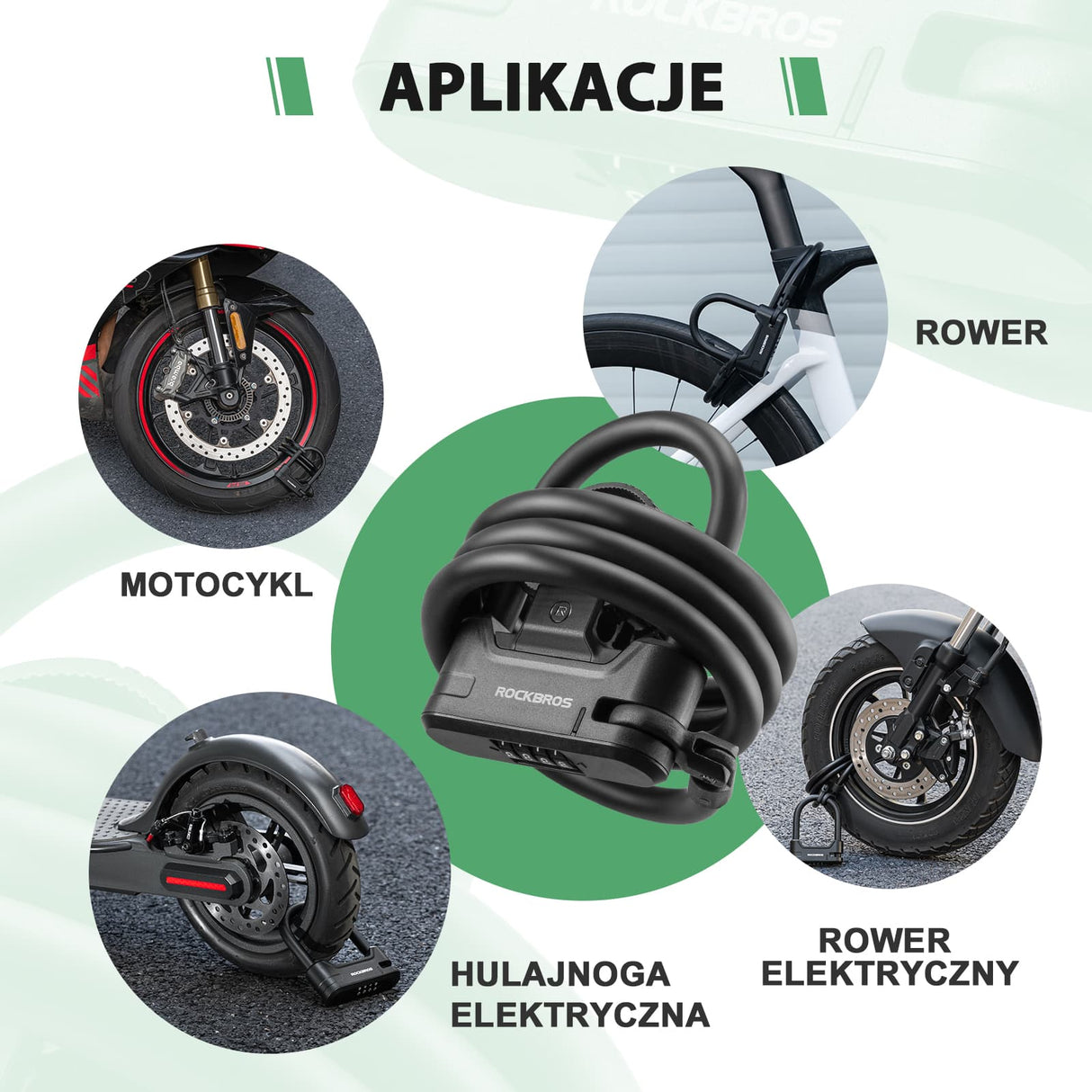 ROCKBROS Zamek do Hulajnogi i Roweru 4-Cyfrowa Kombinacja Stal Węglowa-RK242 Zapięcia