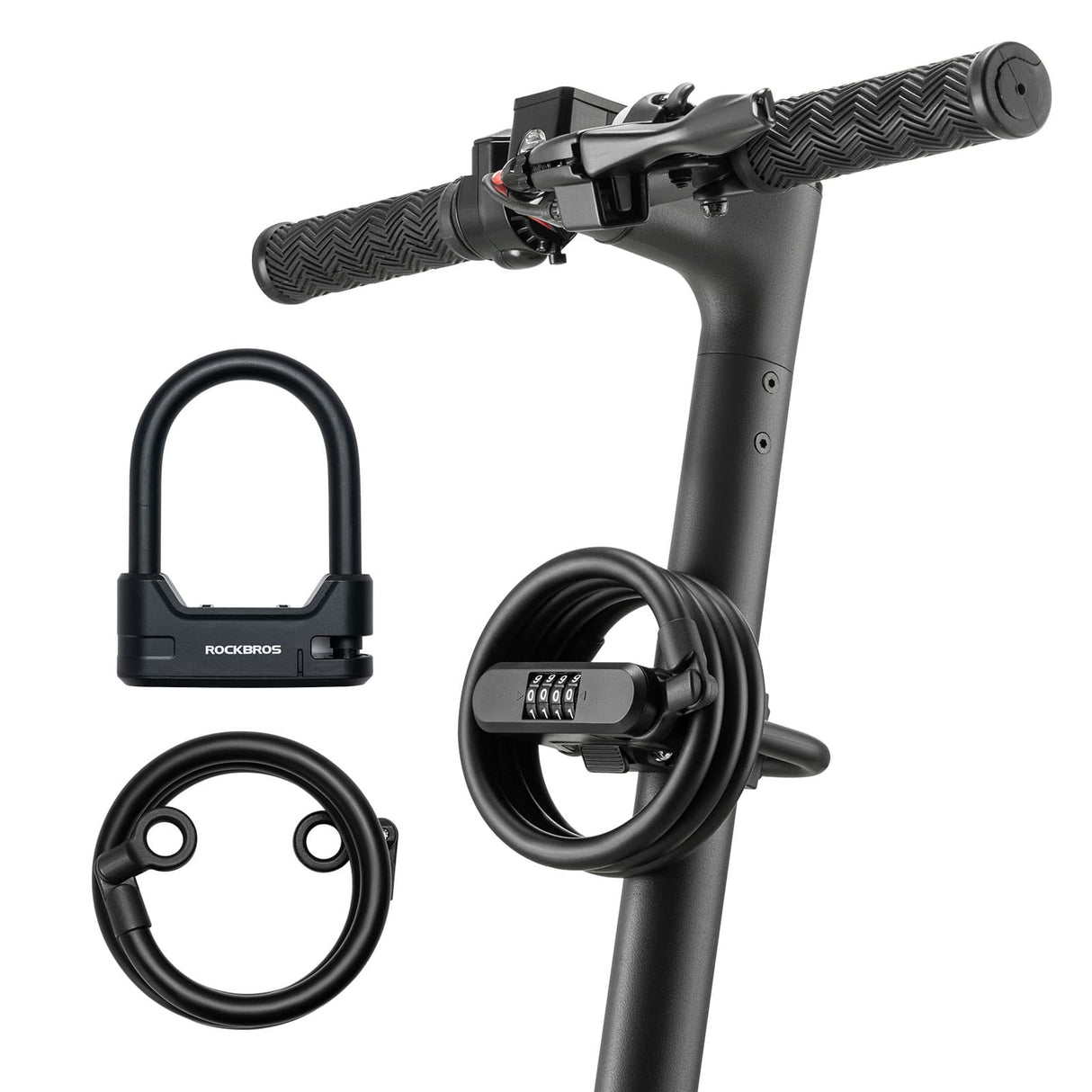 ROCKBROS Zamek do Hulajnogi i Roweru 4-Cyfrowa Kombinacja Stal Węglowa-RK242 Zapięcia