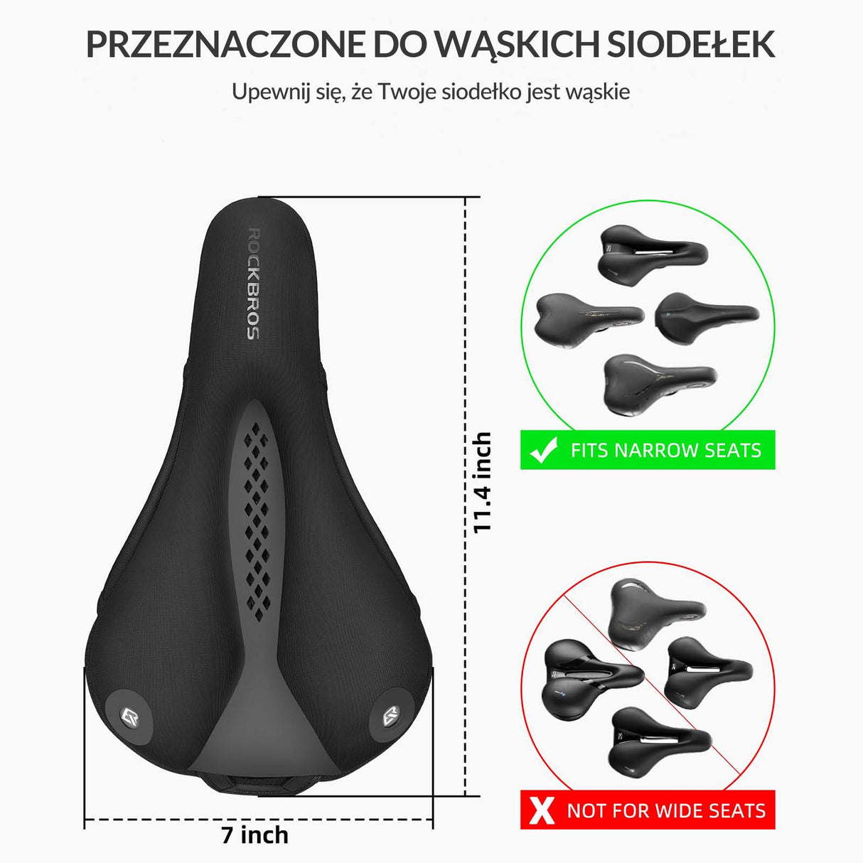 ROCKBROS Żelowa Osłona Nakładka na Siodełko Rowerowe z Tylnymi Światłami Nakładki na siodełka