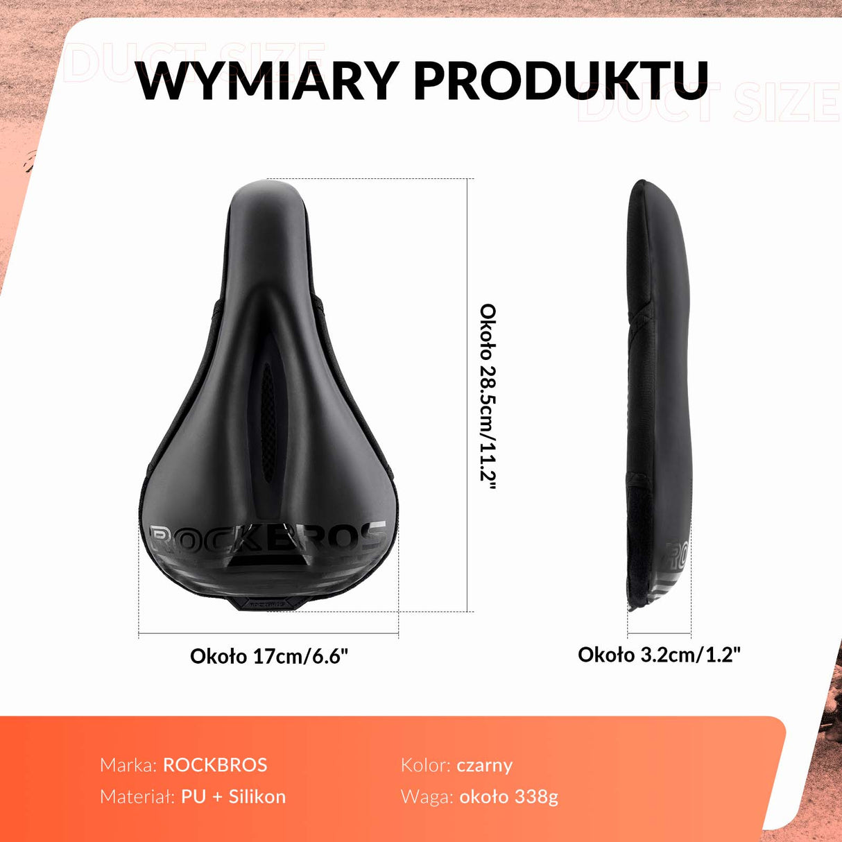 ROCKBROS ROCKBROS Żelowy Pokrowiec na Siodełko Rowerowe Ochraniacz na Siodełko 28,5x17cm Siodełka rowerowe