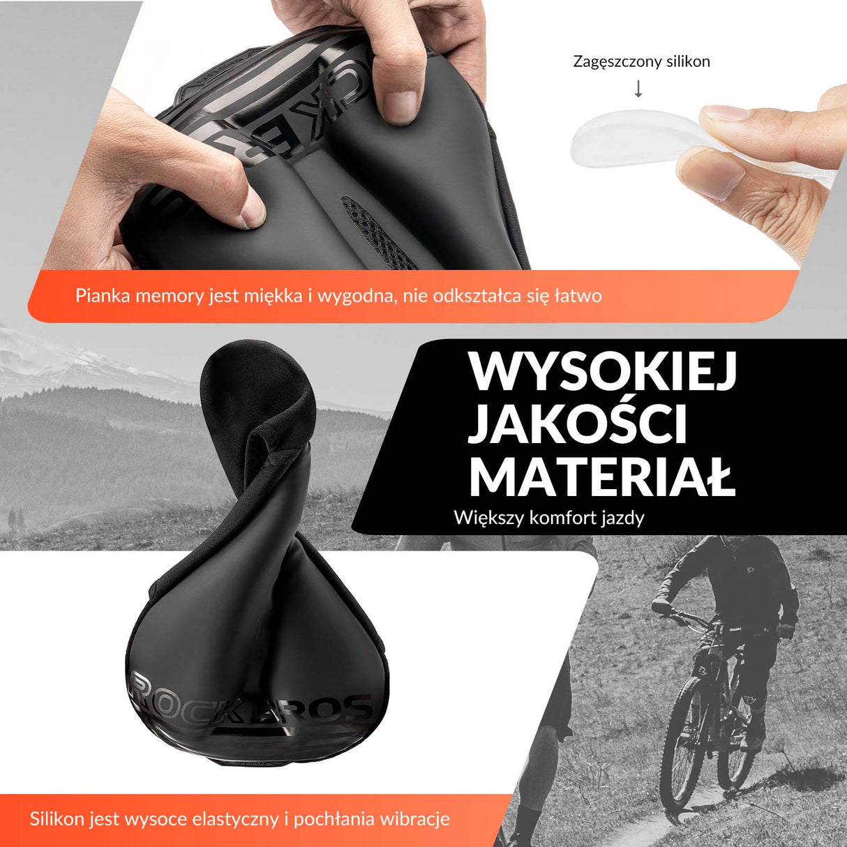 ROCKBROS ROCKBROS Żelowy Pokrowiec na Siodełko Rowerowe Ochraniacz na Siodełko 28,5x17cm Siodełka rowerowe