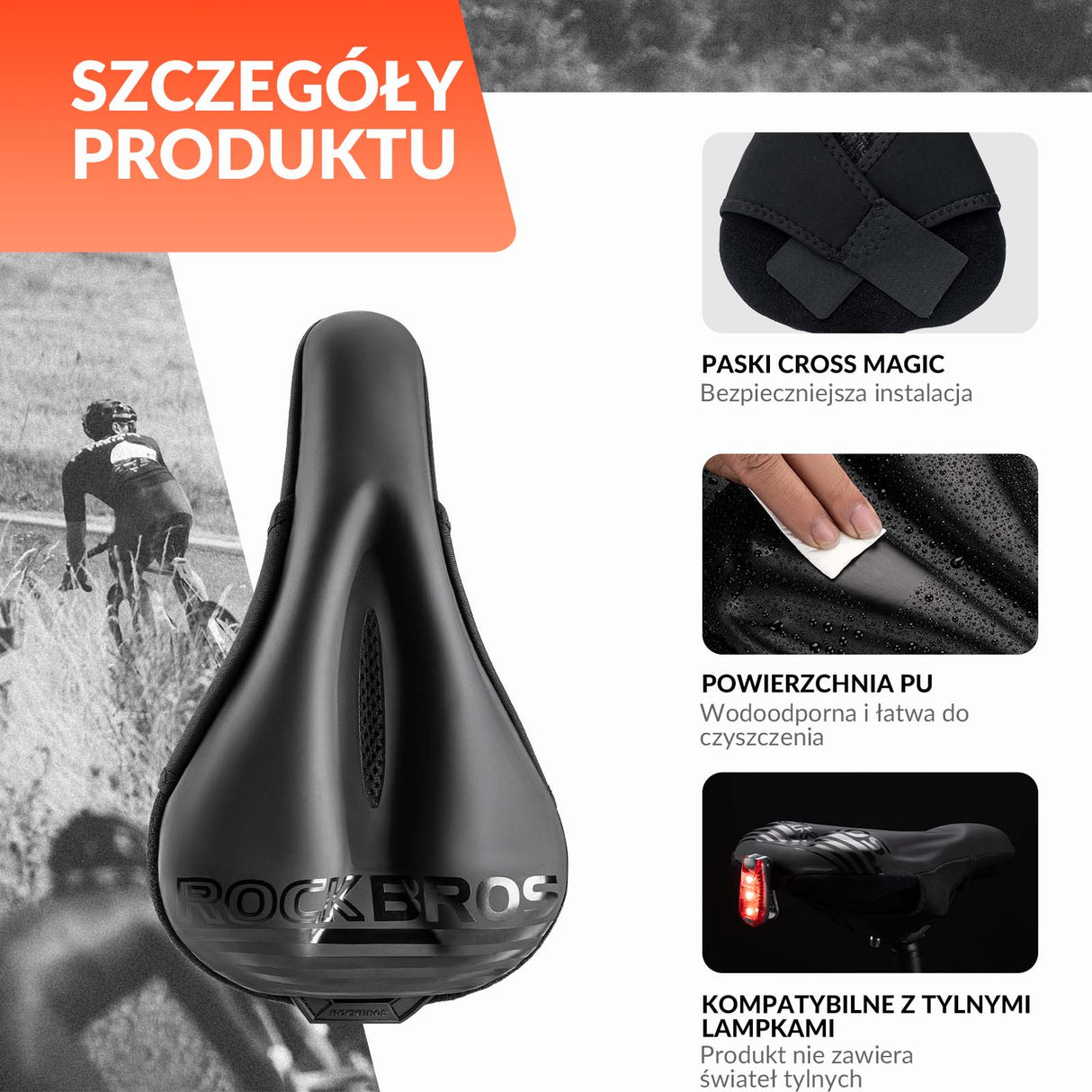 ROCKBROS ROCKBROS Żelowy Pokrowiec na Siodełko Rowerowe Ochraniacz na Siodełko 28,5x17cm Siodełka rowerowe