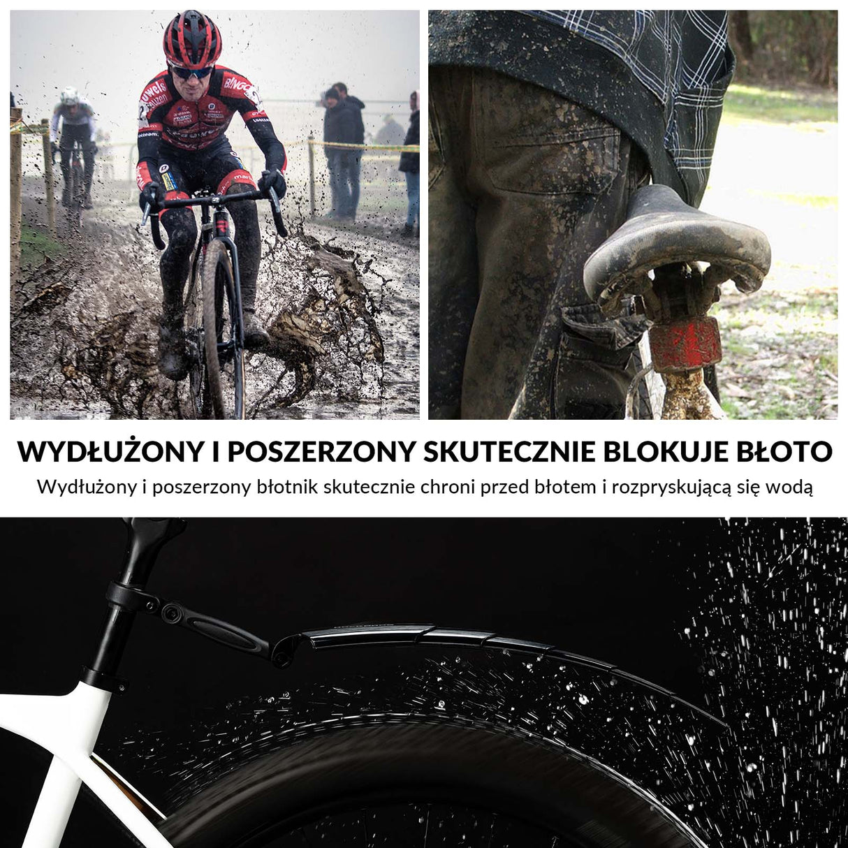 ROCKBROS ROCKBROS Zestaw Błotników Rowerowych Błotnik Przód + Tył Uniwersalny Czarny do MTB Błotniki