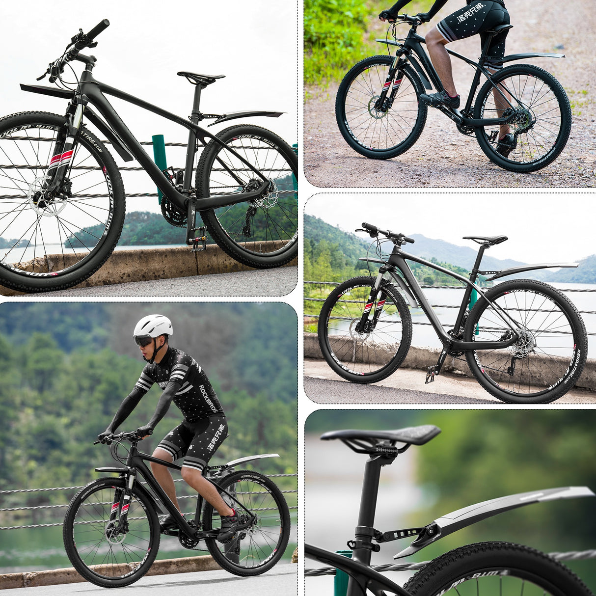 ROCKBROS Zestaw Błotników Rowerowych z Tyłu i z Przodu, Regulowany-DNB-890 Błotniki