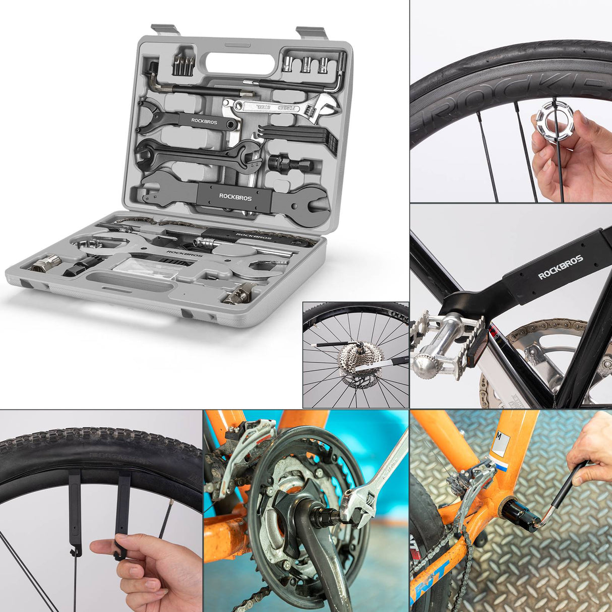 ROCKBROS ROCKBROS Zestaw Narzędzi do Naprawy Rowerów 44w1 z Walizką do Przechowywania Narzędzia do naprawy roweru