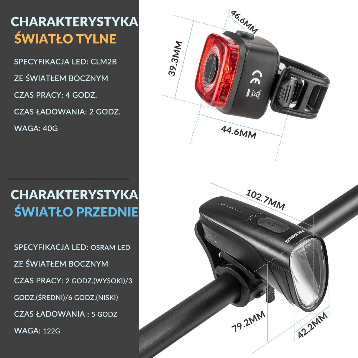 ROCKBROS Przednie Światło Rowerowe Światła rowerowe