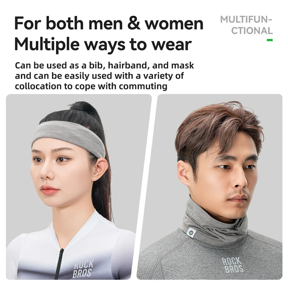 ROCKBROS Zestaw Zimowy Z Wełny Merino – Komin Termiczny i Czapka Kominiarki