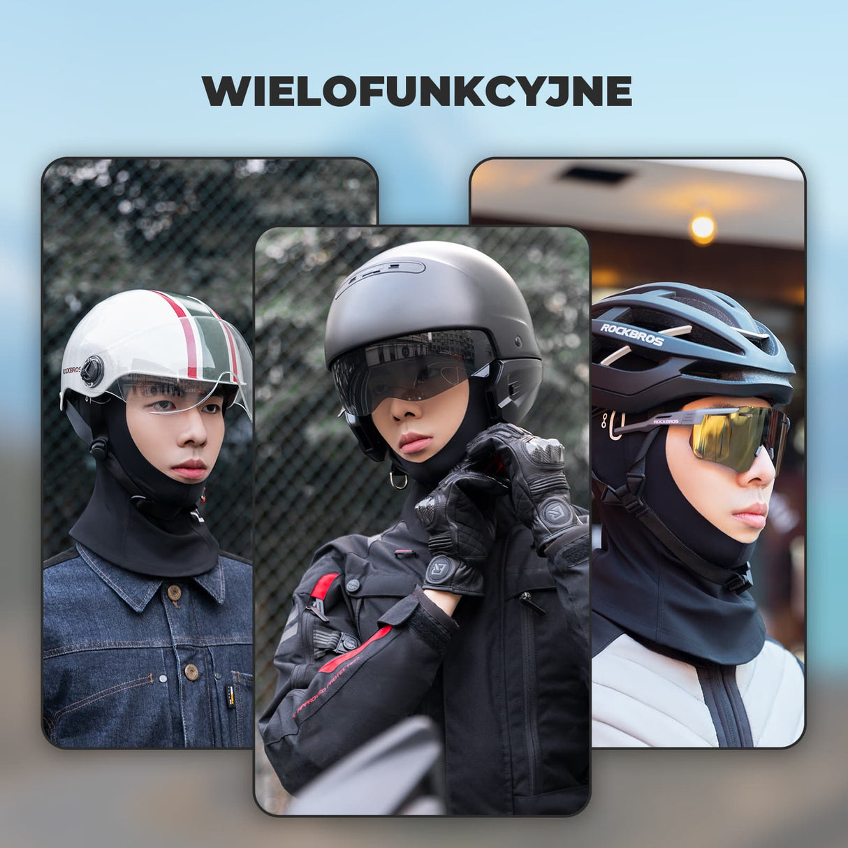 ROCKBROS Kominiarka Z Antypoślizgową Podszewką I Odkrytą Twarzą-LF70681 Kominiarki
