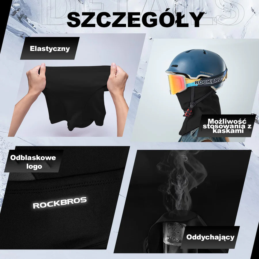 ROCKBROS Zestaw 2 szt. Kominiarka Jesienno-Zimowa Wiatroszczelna Przeciwpyłowa Oddychająca Jeden Rozmiar-LF7345 Kominiarki