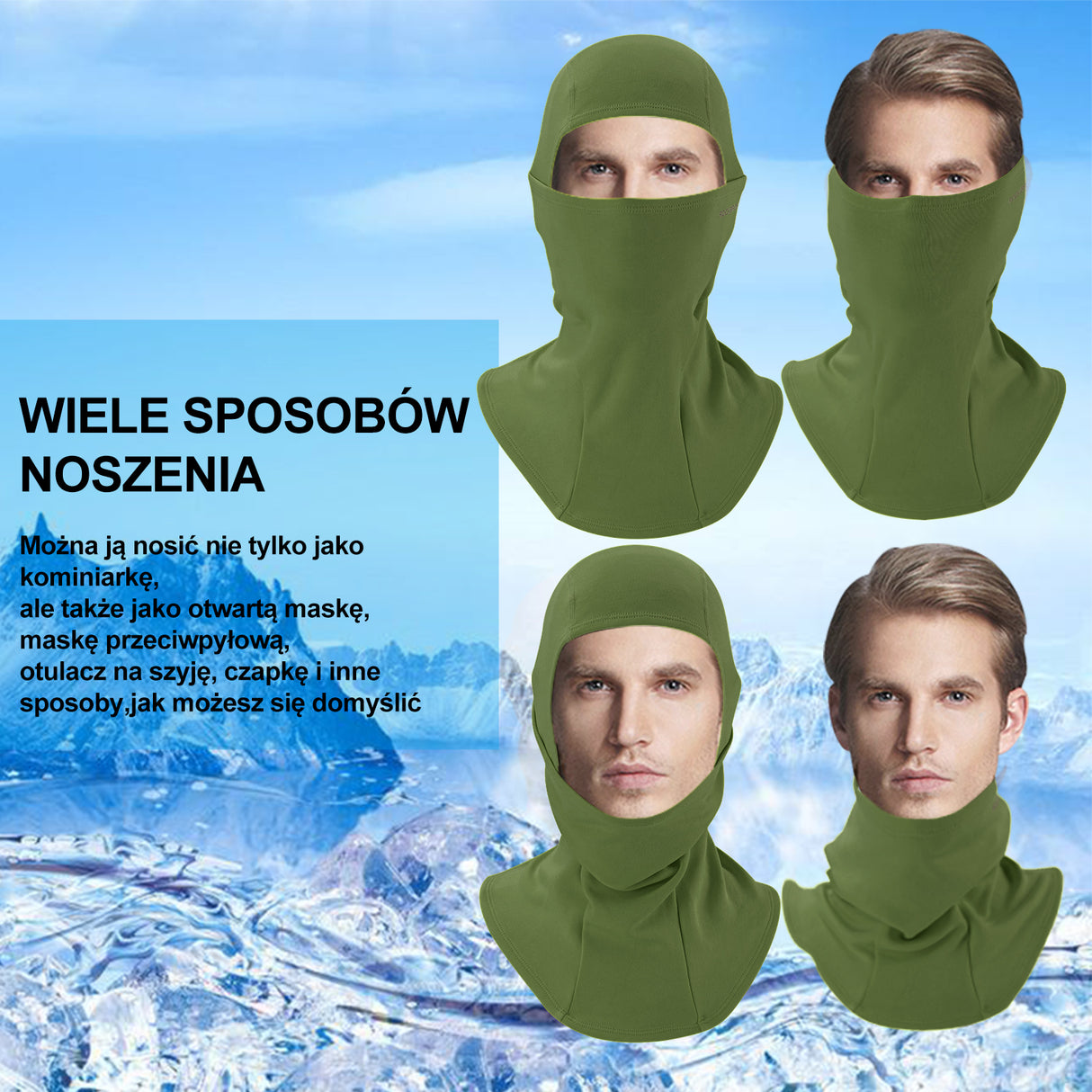 ROCKBROS Zestaw 2 szt. Kominiarka Jesienno-Zimowa Wiatroszczelna Przeciwpyłowa Oddychająca Jeden Rozmiar-LF7345 Kominiarki