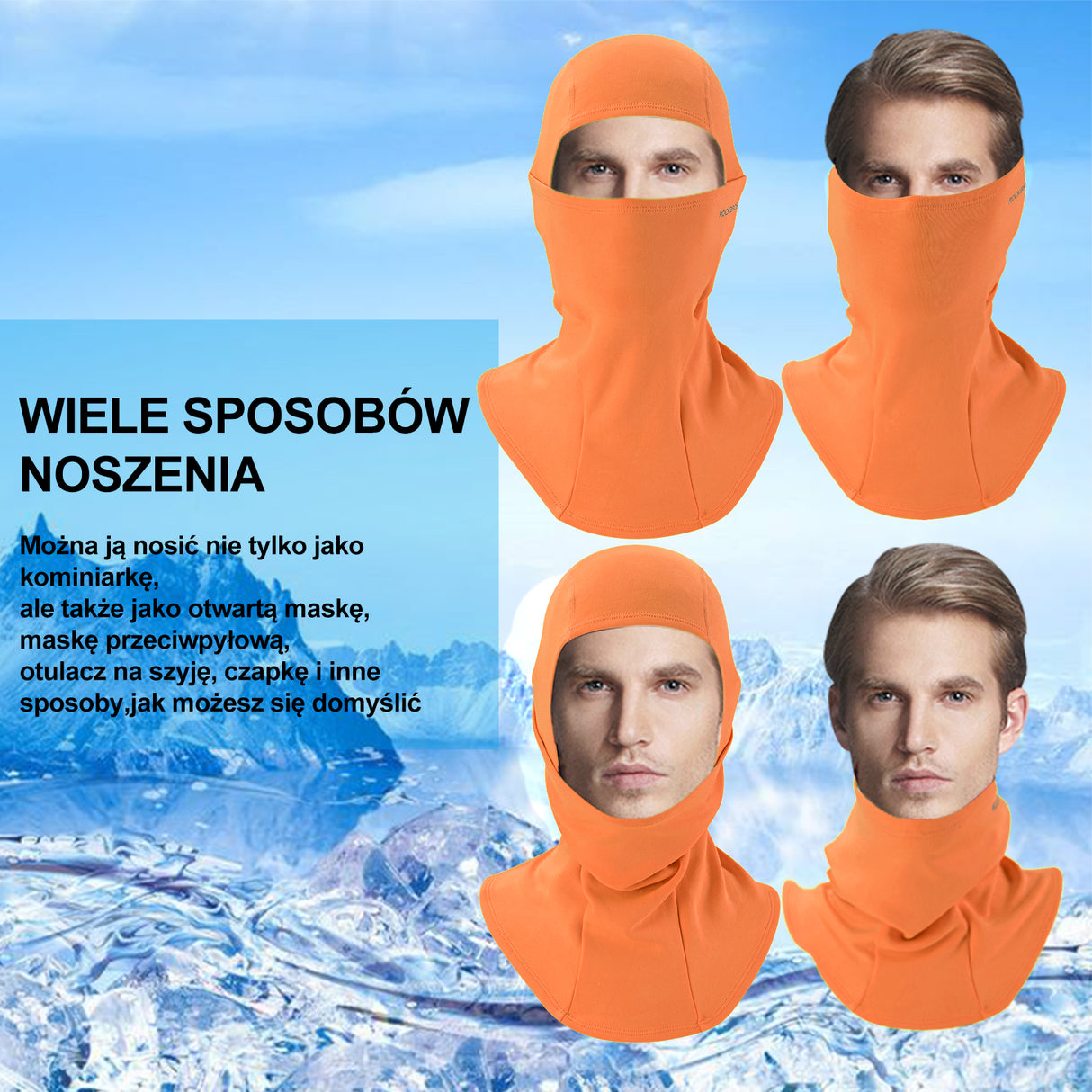 ROCKBROS Zestaw 2 szt. Kominiarka Jesienno-Zimowa Wiatroszczelna Przeciwpyłowa Oddychająca Jeden Rozmiar-LF7345 Kominiarki