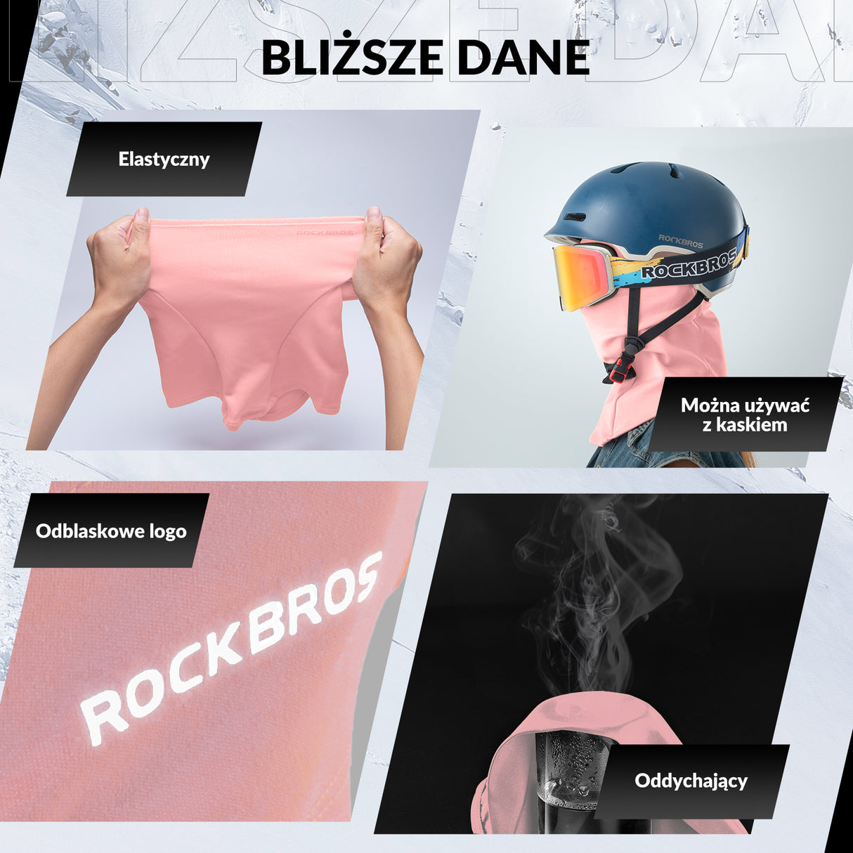 ROCKBROS Zestaw 2 szt. Kominiarka Jesienno-Zimowa Wiatroszczelna Przeciwpyłowa Oddychająca Jeden Rozmiar-LF7345 Kominiarki