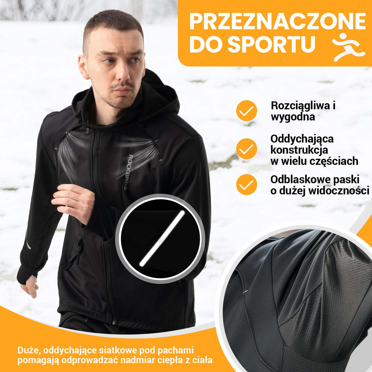 ROCKBROS ROCKBROS Zimowa Kurtka Rowerowa Męska Wodoodporna Wiatroszczelna M-4XL Kurtki