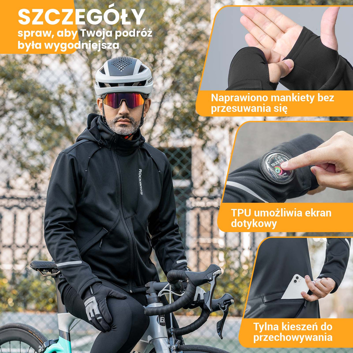 ROCKBROS ROCKBROS Zimowa Kurtka Rowerowa Męska Wodoodporna Wiatroszczelna M-4XL Kurtki