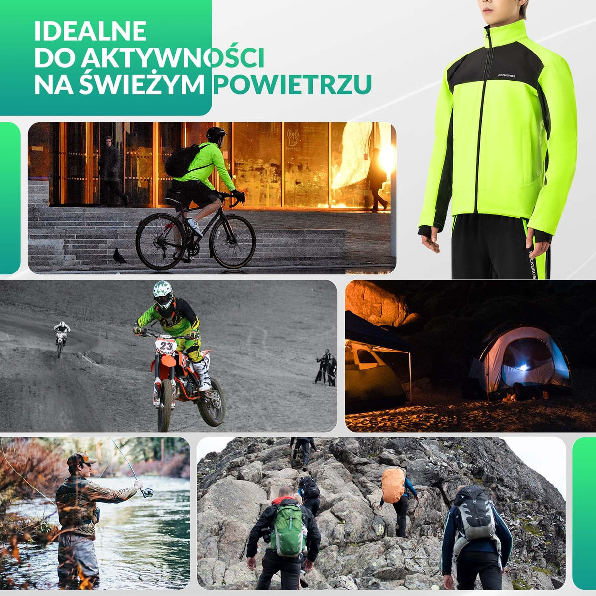 ROCKBROS Zimowa Wiatroodporna Kurtka Rowerowa Typu Softshell Mężczyźni -YPW055 Kurtki