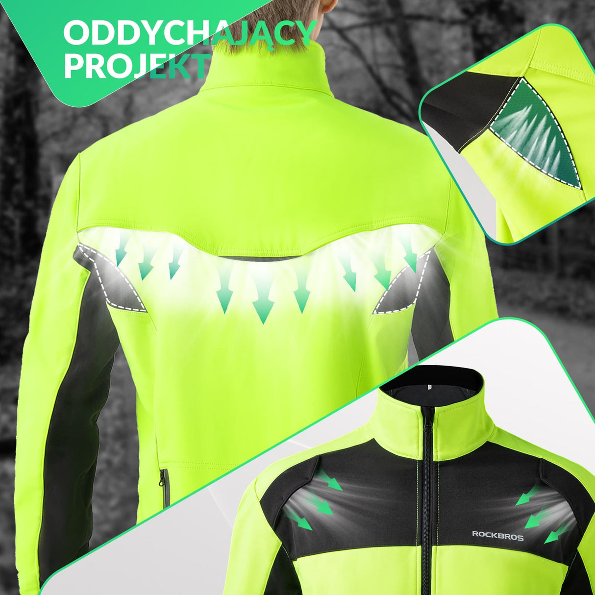 ROCKBROS Zimowa Wiatroodporna Kurtka Rowerowa Typu Softshell Mężczyźni -YPW055 Kurtki