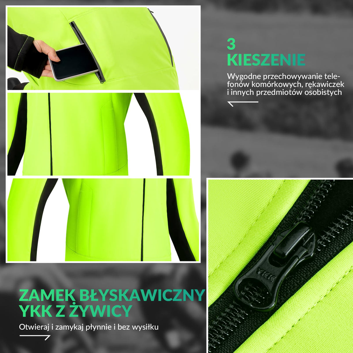 ROCKBROS Zimowa Wiatroodporna Kurtka Rowerowa Typu Softshell Mężczyźni -YPW055 Kurtki